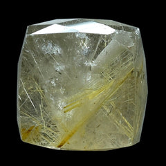 GOLDEN RUTILE QUARTZ BRIOLETTE CUBE (HALF DRILL) 10MM 9.50 Cts.