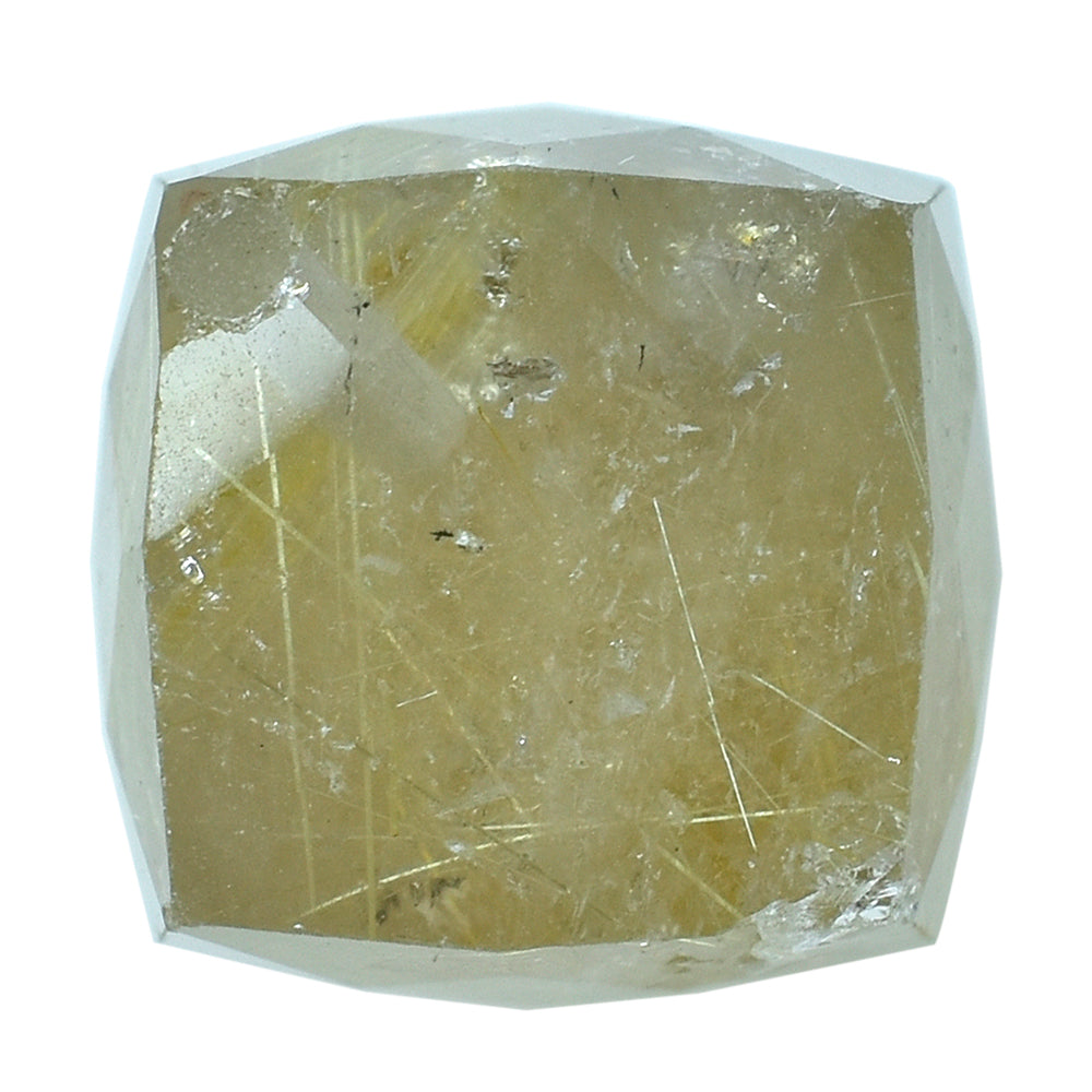 GOLDEN RUTILE QUARTZ BRIOLETTE CUBE (HALF DRILL) 10MM 9.50 Cts.