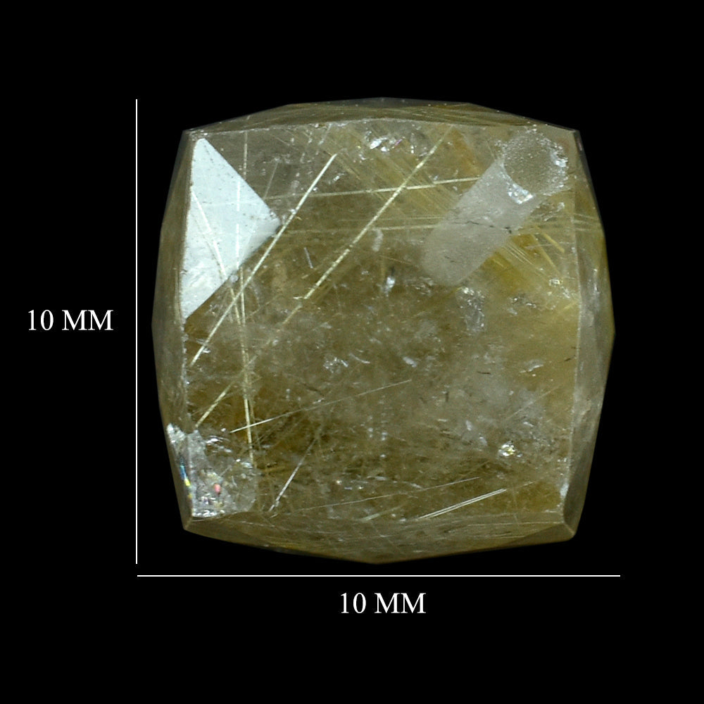 GOLDEN RUTILE QUARTZ BRIOLETTE CUBE (HALF DRILL) 10MM 9.50 Cts.
