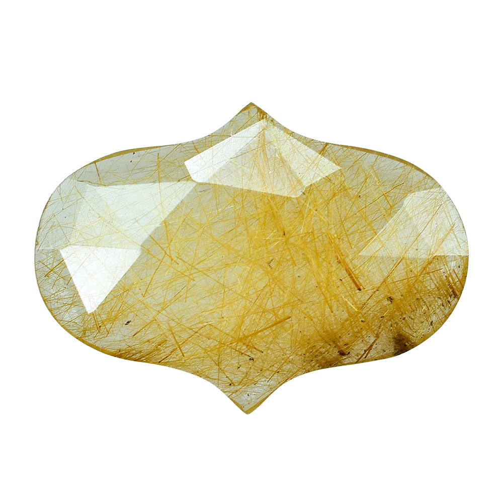 GOLDEN RUTILE QUARTZ ROSE CUT FANCY CAB 22X16MM 8.15 Cts.