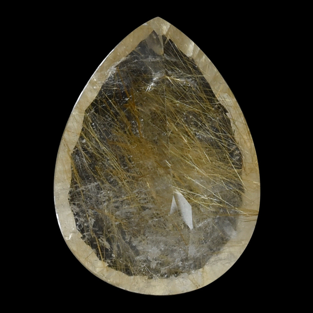 GOLDEN RUTILE QUARTZ CONCAVE CUT PEAR 20X15MM 14.18 Cts.