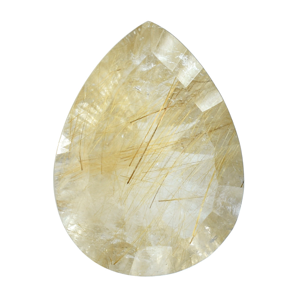 GOLDEN RUTILE QUARTZ CONCAVE CUT PEAR 20X15MM 14.18 Cts.