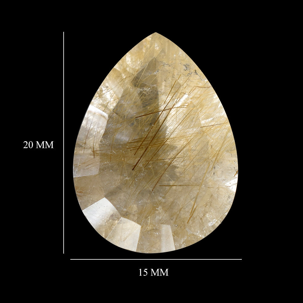 GOLDEN RUTILE QUARTZ CONCAVE CUT PEAR 20X15MM 14.18 Cts.