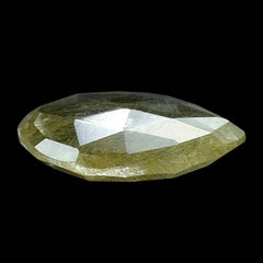GOLDEN RUTILE QUARTZ ROSE CUT BRIOLETTE IRREGULAR PEAR 13MM 3.58 Cts.