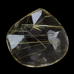 GOLDEN RUTILE QUARTZ ROSE CUT BRIOLETTE IRREGULAR PEAR 15X14.50MM 5.20 Cts.