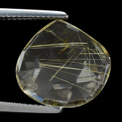 GOLDEN RUTILE QUARTZ ROSE CUT BRIOLETTE IRREGULAR PEAR 15X14.50MM 5.20 Cts.