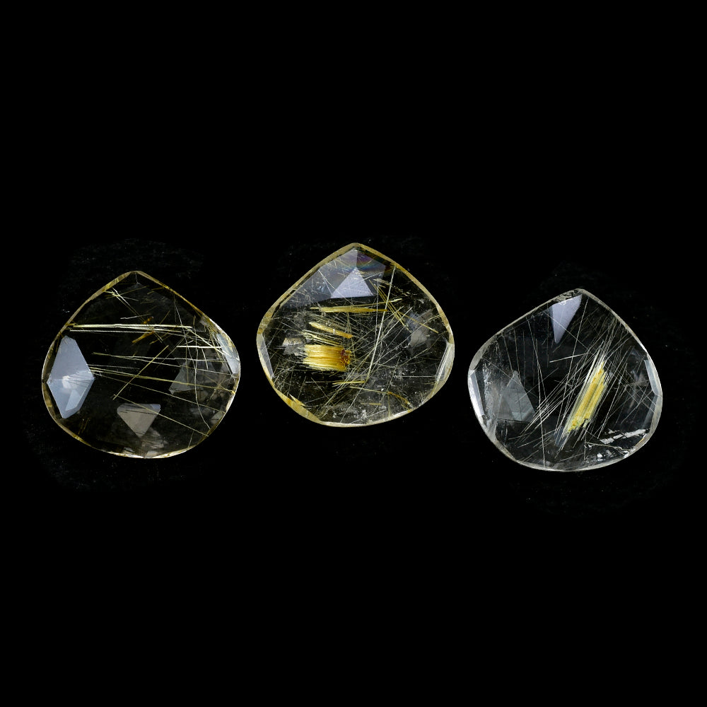 GOLDEN RUTILE QUARTZ ROSE CUT BRIOLETTE IRREGULAR PEAR 15X14.50MM 5.20 Cts.