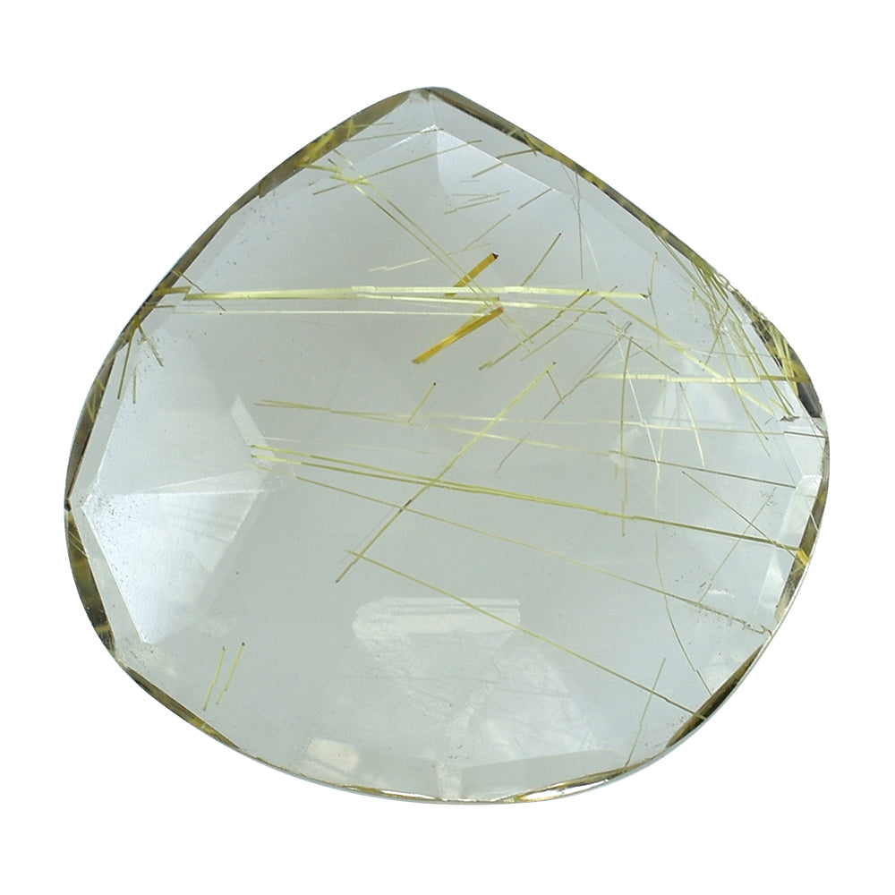 GOLDEN RUTILE QUARTZ ROSE CUT BRIOLETTE IRREGULAR PEAR 15X14.50MM 5.20 Cts.