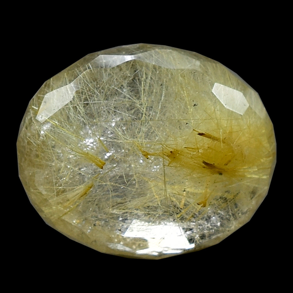 GOLDEN RUTILE QUARTZ IRREGULAR FACET OLIVE 15X12MM 12.97 Cts.