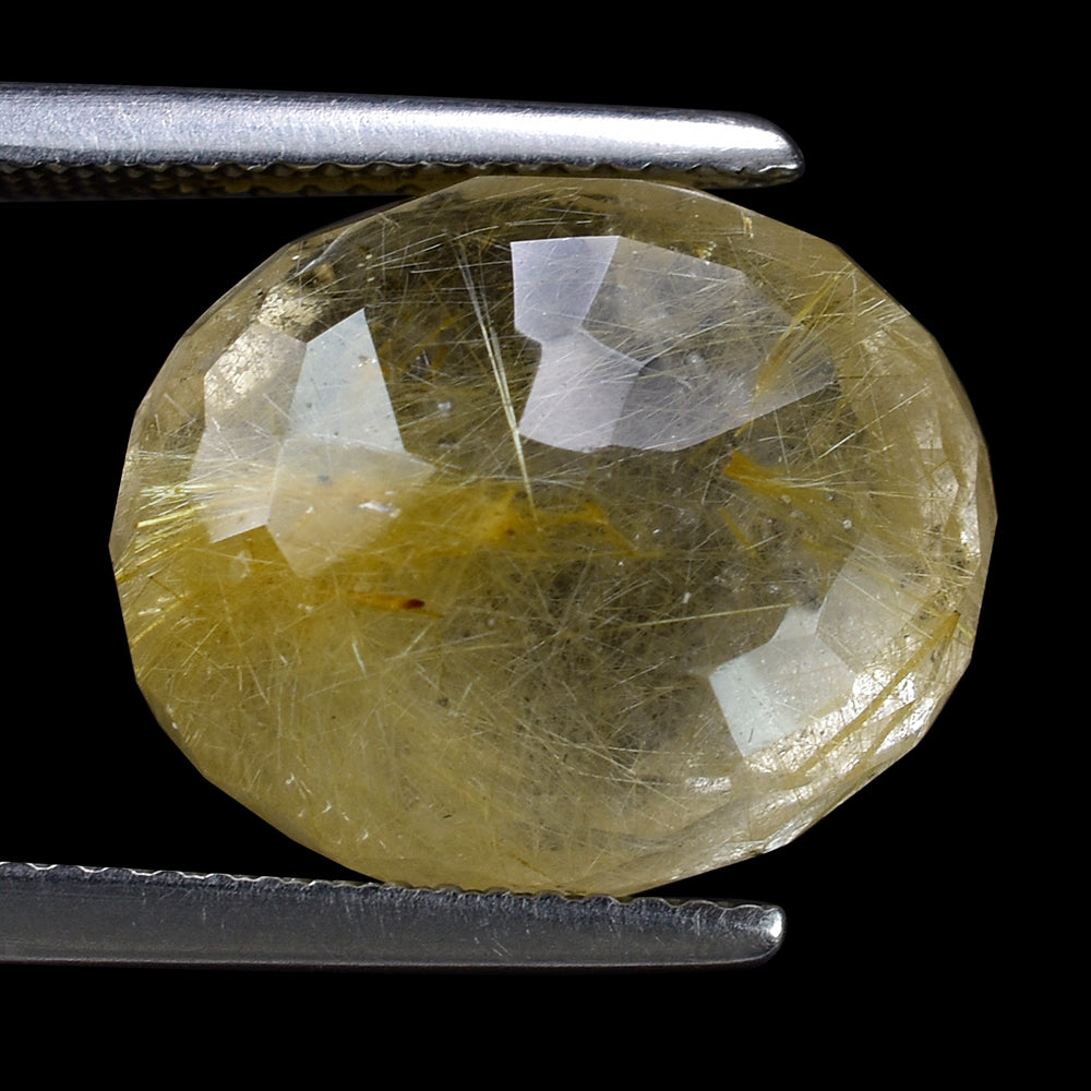 GOLDEN RUTILE QUARTZ IRREGULAR FACET OLIVE 15X12MM 12.97 Cts.