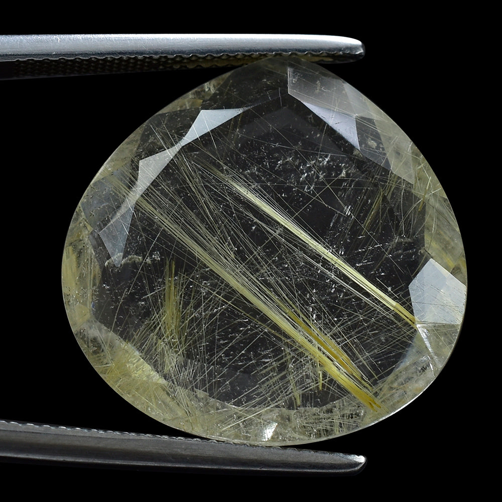 GOLDEN RUTILE QUARTZ BOTH SIDE TABLE CUT PEAR 22MM 17.95 Cts.
