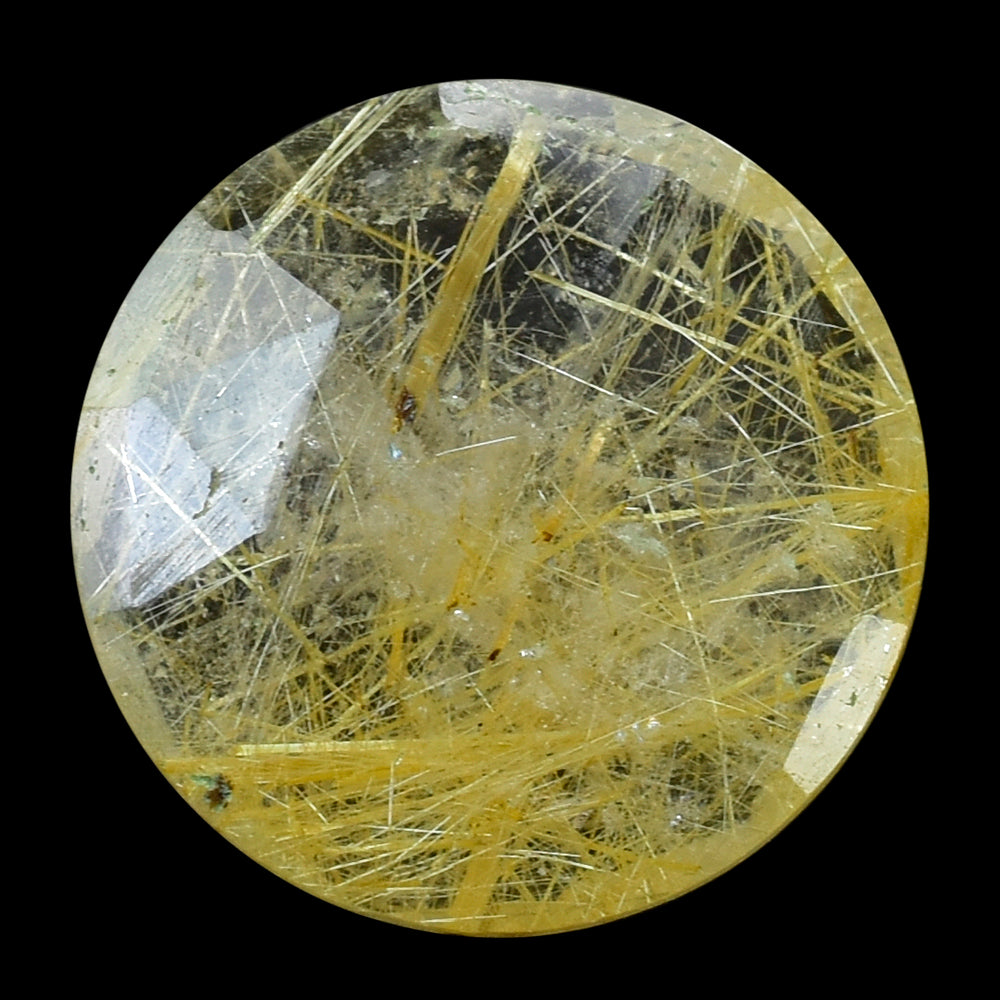 GOLDEN RUTILE QUARTZ ROSE CUT BRIOLETTE ROUND 12MM 3.73 Cts.