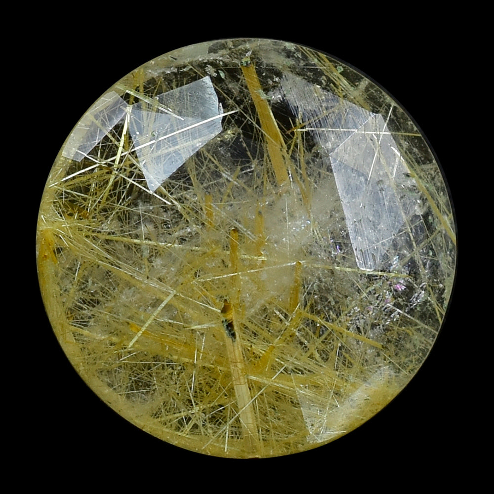 GOLDEN RUTILE QUARTZ ROSE CUT BRIOLETTE ROUND 12MM 3.73 Cts.