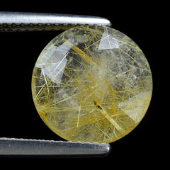 GOLDEN RUTILE QUARTZ ROSE CUT BRIOLETTE ROUND 12MM 3.73 Cts.