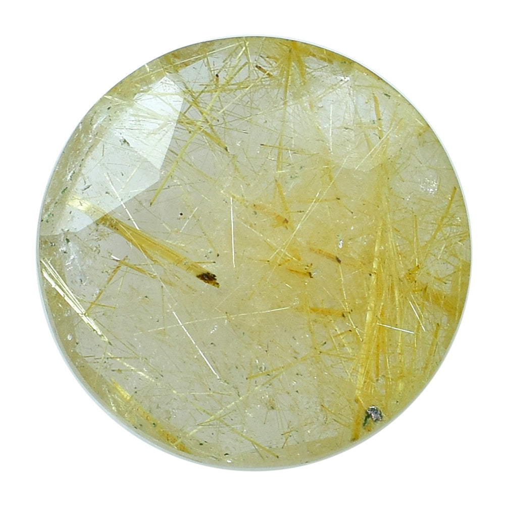 GOLDEN RUTILE QUARTZ ROSE CUT BRIOLETTE ROUND 12MM 3.73 Cts.