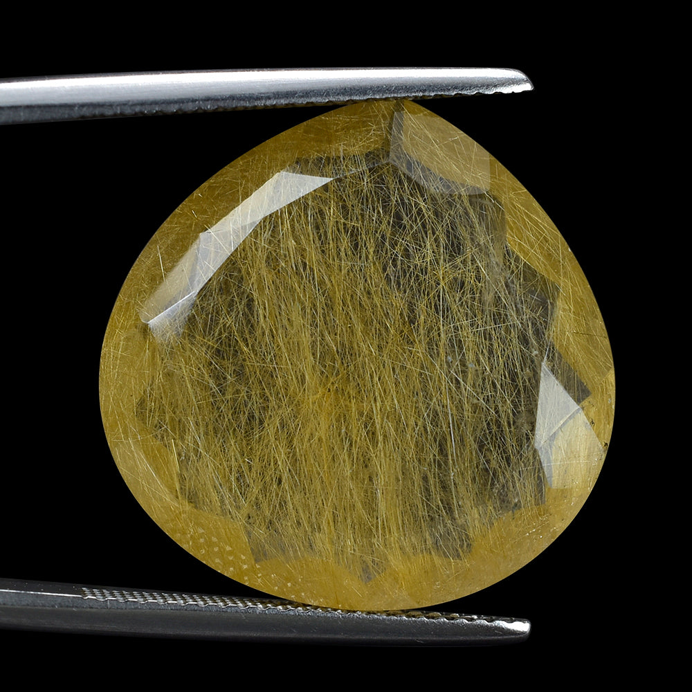 GOLDEN RUTILE QUARTZ BOTH SIDE TABLE CUT PEAR 22MM 18.45 Cts.