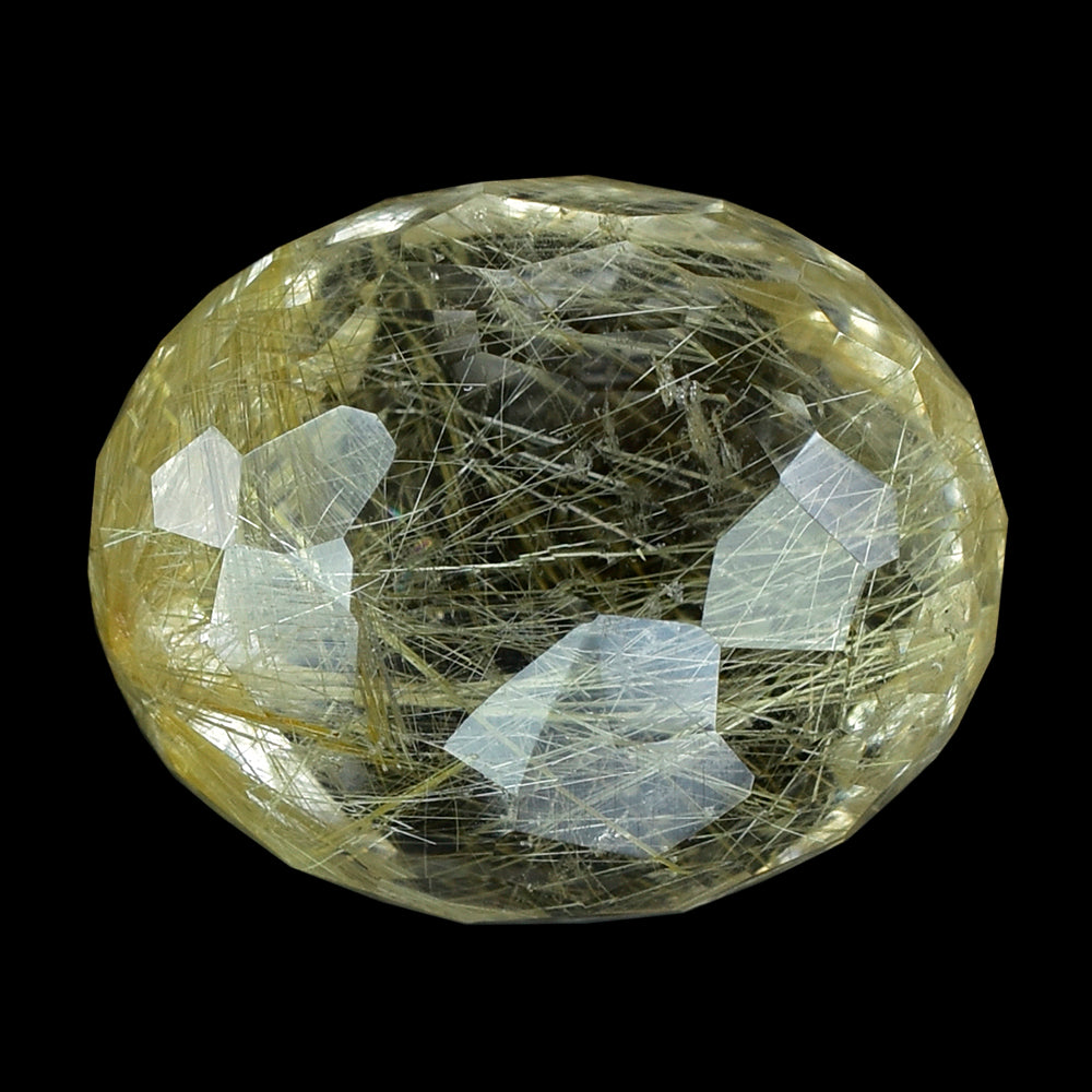 GOLDEN RUTILE QUARTZ IRREGULAR FACET OLIVE 15X12MM 13.59 Cts.
