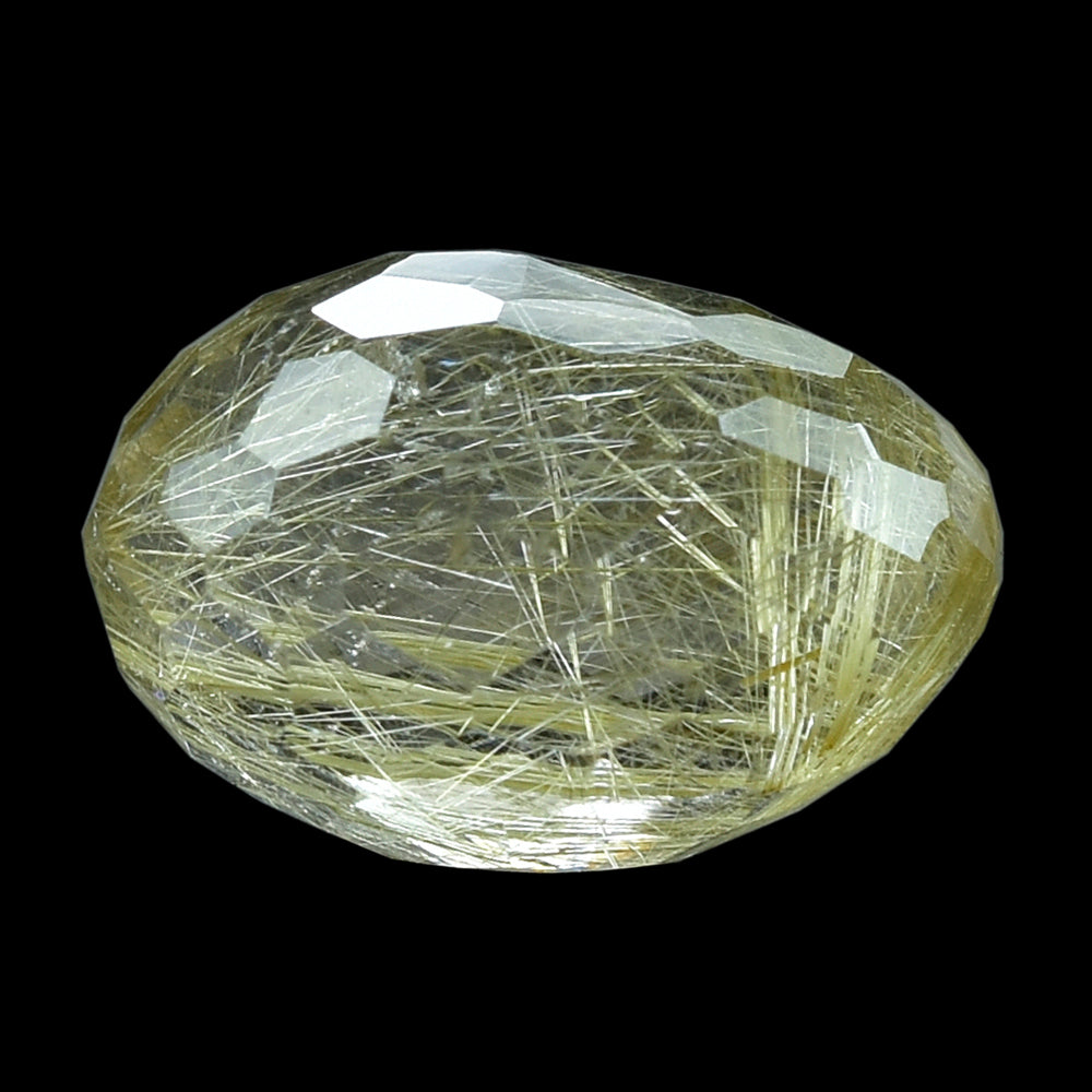 GOLDEN RUTILE QUARTZ IRREGULAR FACET OLIVE 15X12MM 13.59 Cts.