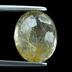 GOLDEN RUTILE QUARTZ IRREGULAR FACET OLIVE 15X12MM 13.59 Cts.