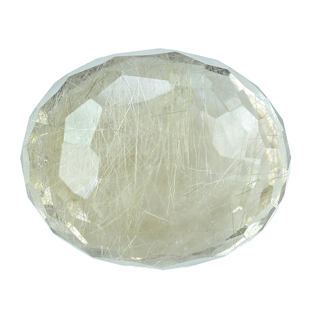 GOLDEN RUTILE QUARTZ IRREGULAR FACET OLIVE 15X12MM 13.59 Cts.