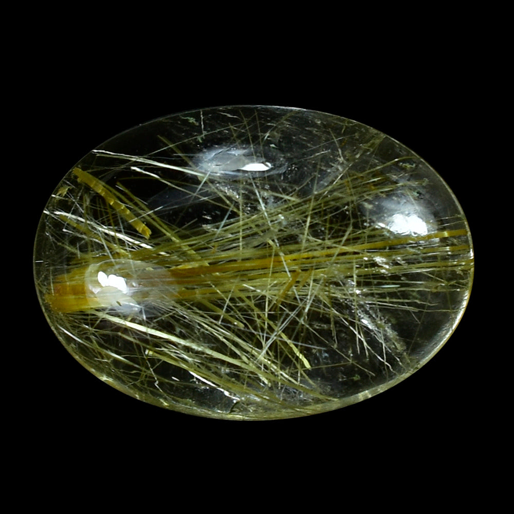 GOLDEN RUTILE QUARTZ OVAL CAB 14X10MM (GOLDEN/MANY RUTILE SOME INCLUSIONS)5.05 Cts.