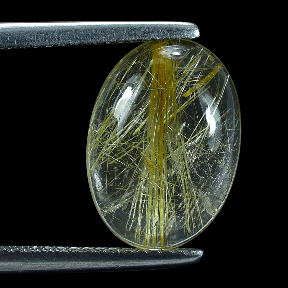 GOLDEN RUTILE QUARTZ OVAL CAB 14X10MM (GOLDEN/MANY RUTILE SOME INCLUSIONS)5.05 Cts.
