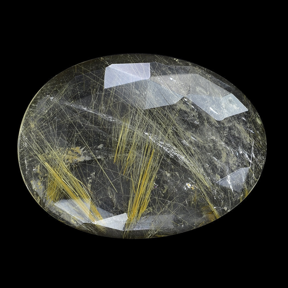 GOLDEN RUTILE QUARTZ ROSE CUT OVAL CAB 28X22.50MM 18.49 Cts.