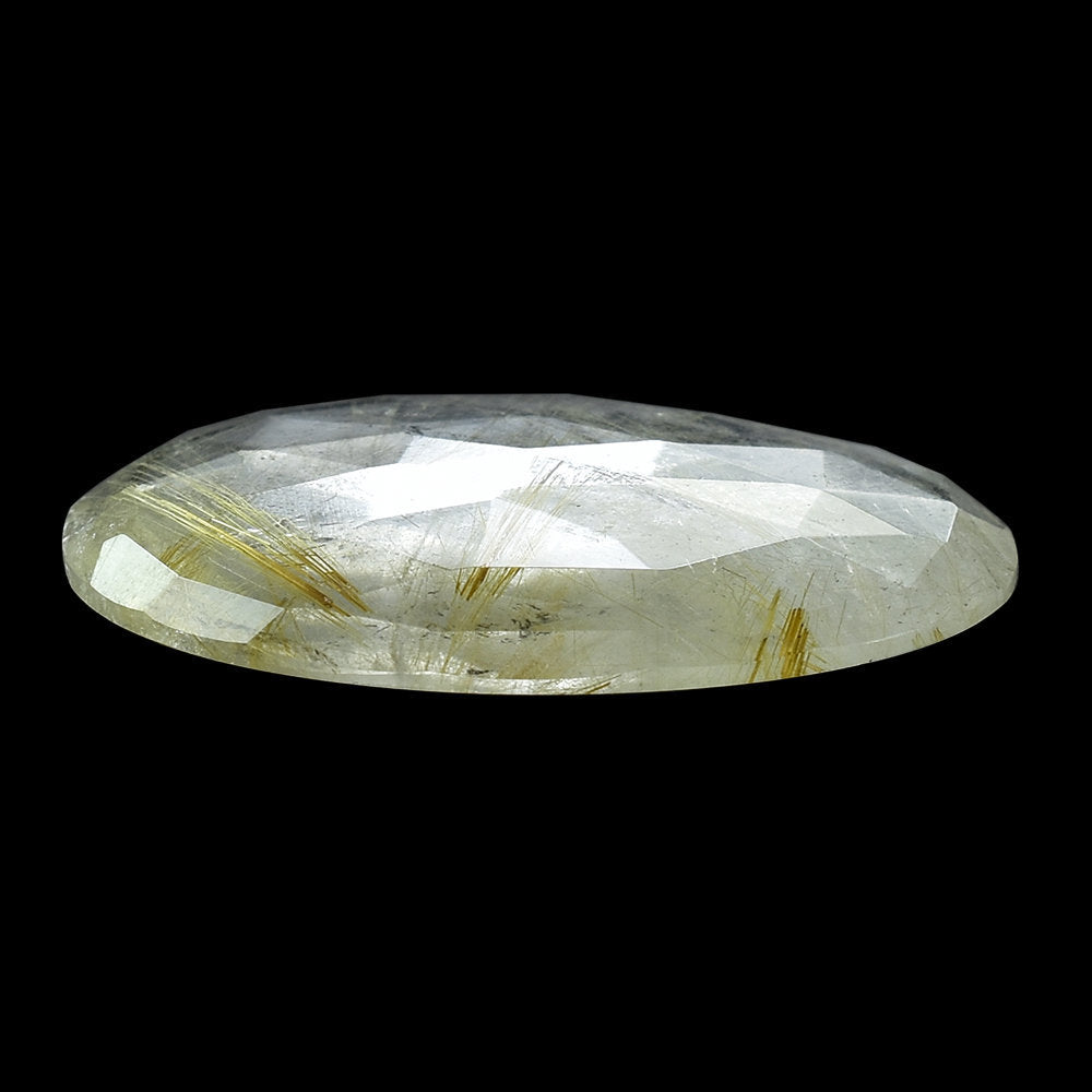 GOLDEN RUTILE QUARTZ ROSE CUT OVAL CAB 28X22.50MM 18.49 Cts.