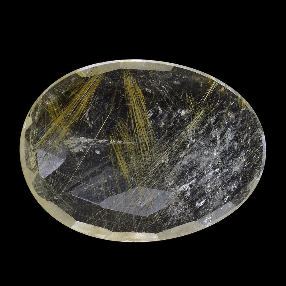 GOLDEN RUTILE QUARTZ ROSE CUT OVAL CAB 28X22.50MM 18.49 Cts.