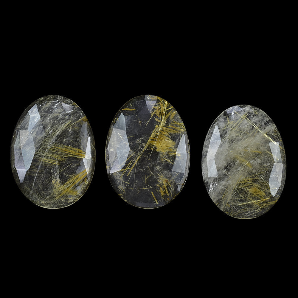 GOLDEN RUTILE QUARTZ ROSE CUT OVAL CAB 28X22.50MM 18.49 Cts.