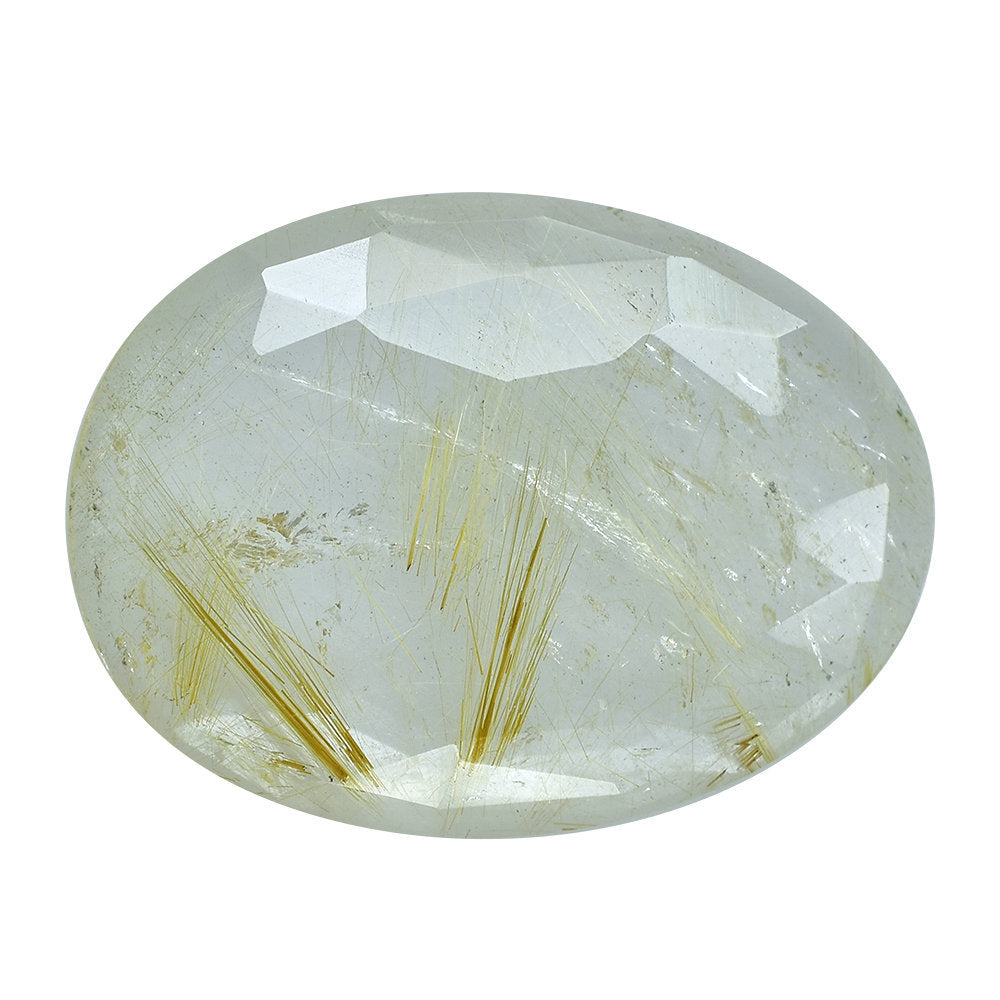 GOLDEN RUTILE QUARTZ ROSE CUT OVAL CAB 28X22.50MM 18.49 Cts.