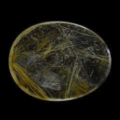 GOLDEN RUTILE QUARTZ ROSE CUT OVAL CAB 26X20MM 14.01 Cts.