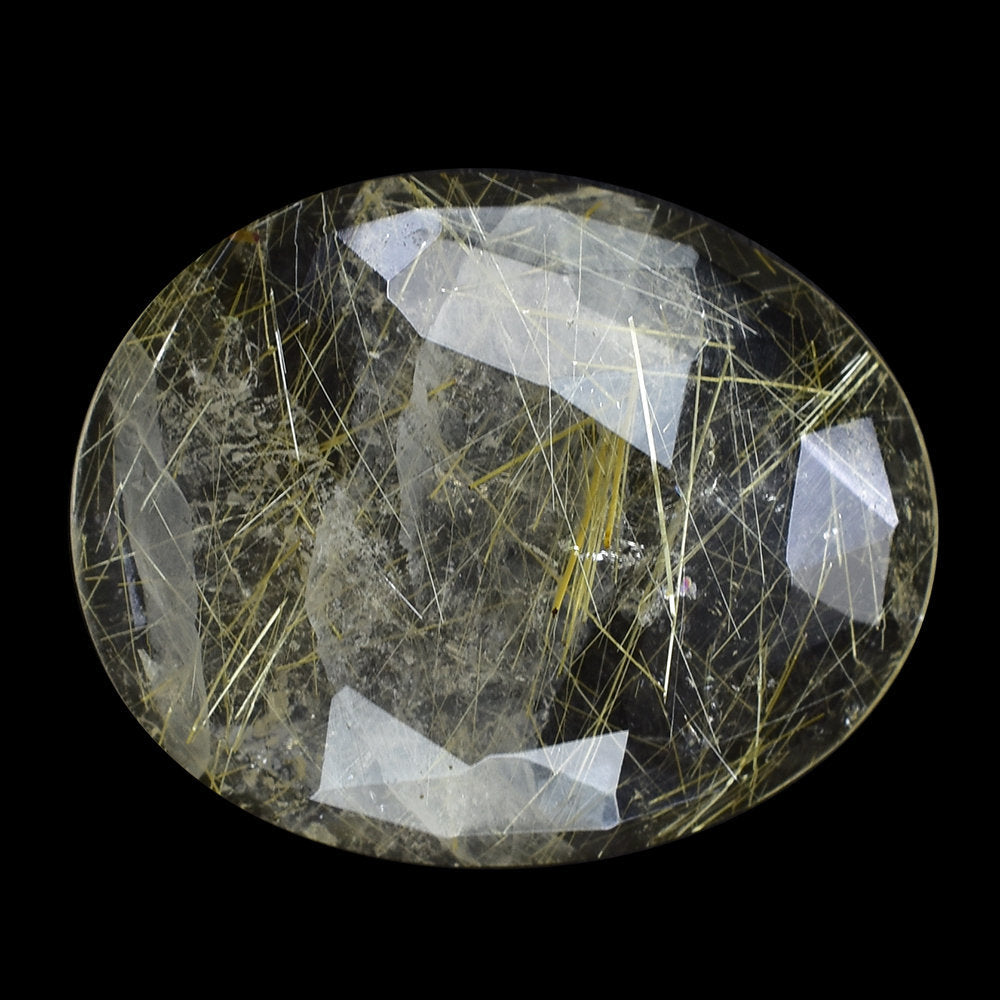 GOLDEN RUTILE QUARTZ ROSE CUT OVAL CAB 20X16MM 8.43 Cts.