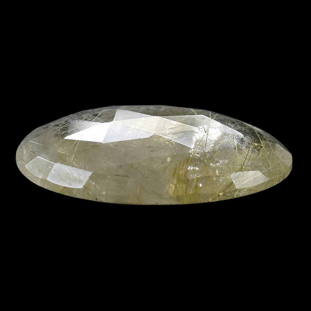 GOLDEN RUTILE QUARTZ ROSE CUT OVAL CAB 20X16MM 8.43 Cts.