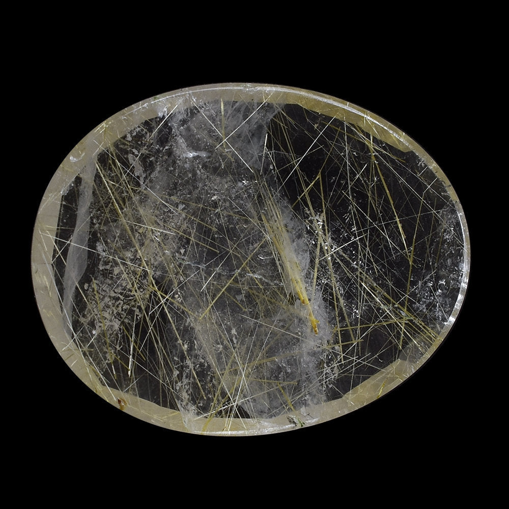 GOLDEN RUTILE QUARTZ ROSE CUT OVAL CAB 20X16MM 8.43 Cts.