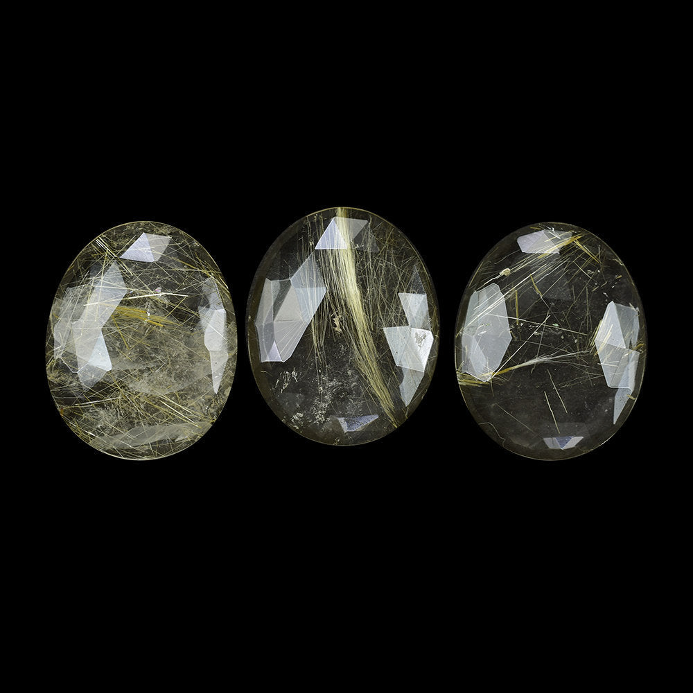 GOLDEN RUTILE QUARTZ ROSE CUT OVAL CAB 20X16MM 8.43 Cts.