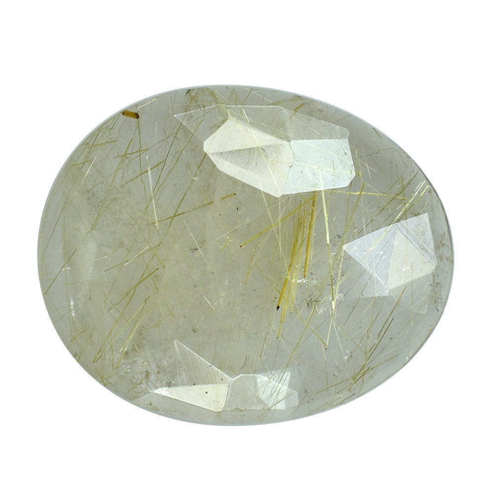 GOLDEN RUTILE QUARTZ ROSE CUT OVAL CAB 20X16MM 8.43 Cts.