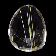 GOLDEN RUTILE QUARTZ ROSE CUT FANCY CAB 15.50X12.50MM 4.79 Cts.
