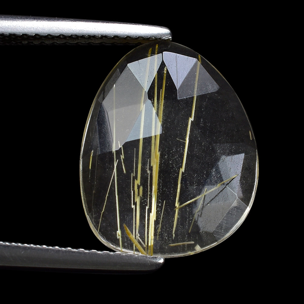 GOLDEN RUTILE QUARTZ ROSE CUT FANCY CAB 15.50X12.50MM 4.79 Cts.