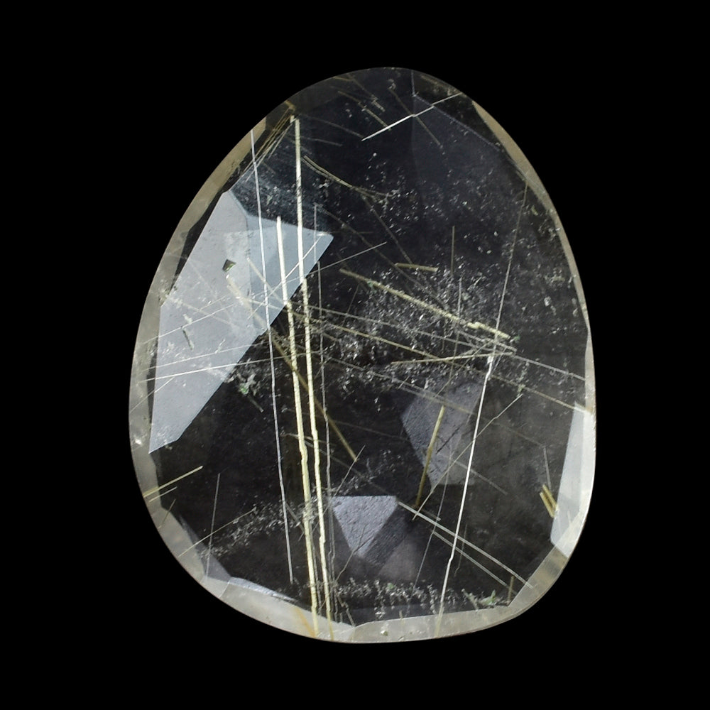 GOLDEN RUTILE QUARTZ ROSE CUT FANCY BRIOLETTE 15.50X12.50MM 4.6 Cts.