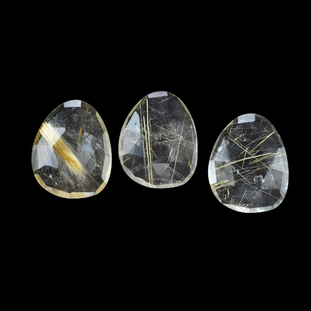 GOLDEN RUTILE QUARTZ ROSE CUT FANCY BRIOLETTE 15.50X12.50MM 4.6 Cts.