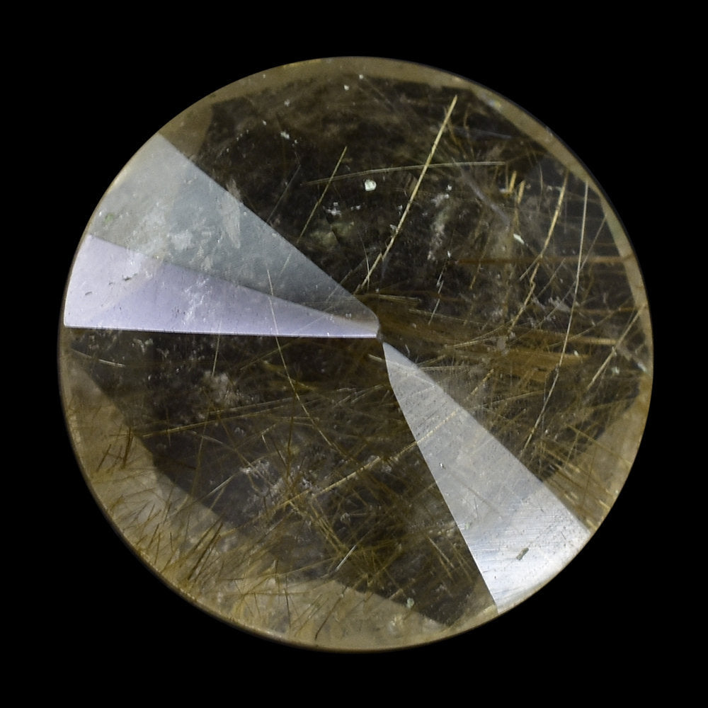 GOLDEN RUTILE QUARTZ ROSE CUT ROUND 14MM 7.85 Cts.