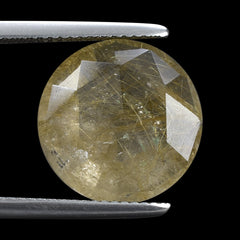 GOLDEN RUTILE QUARTZ ROSE CUT ROUND 14MM 7.85 Cts.