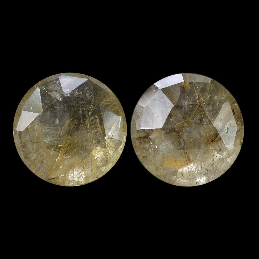 GOLDEN RUTILE QUARTZ ROSE CUT ROUND 14MM 7.85 Cts.