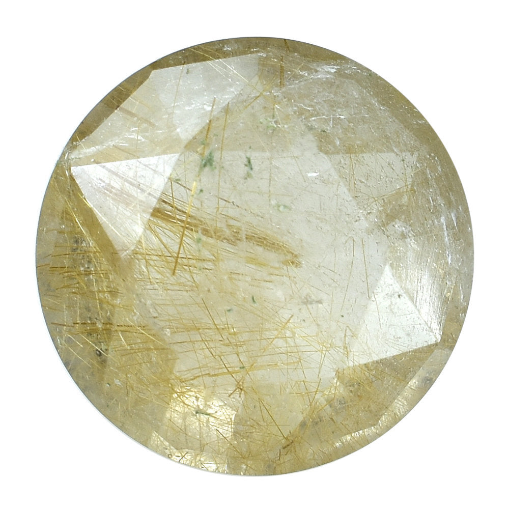 GOLDEN RUTILE QUARTZ ROSE CUT ROUND 14MM 7.85 Cts.