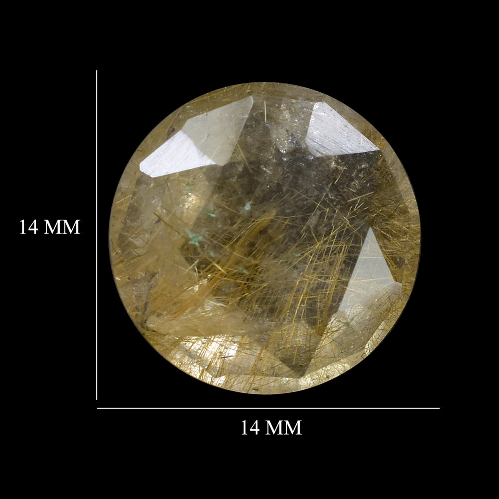 GOLDEN RUTILE QUARTZ ROSE CUT ROUND 14MM 7.85 Cts.