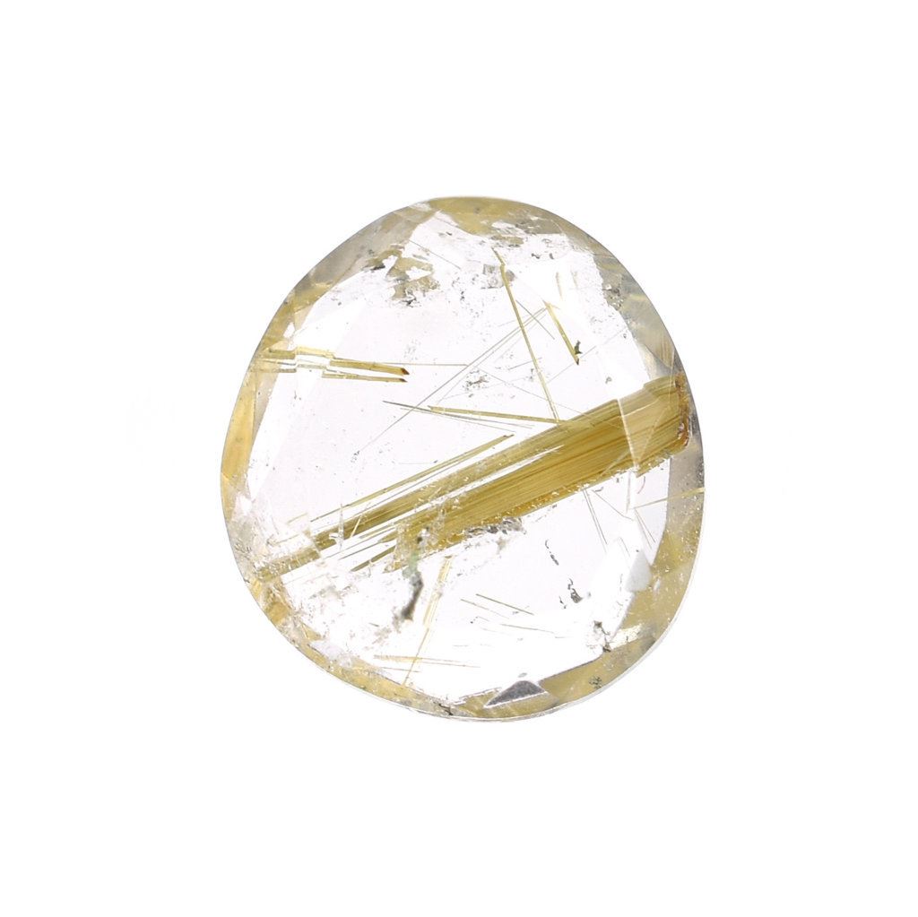 GOLDEN RUTILE QUARTZ BOTH SIDE TABLE CUT TRILLIONISH 9X8.30MM 1.90 Cts.