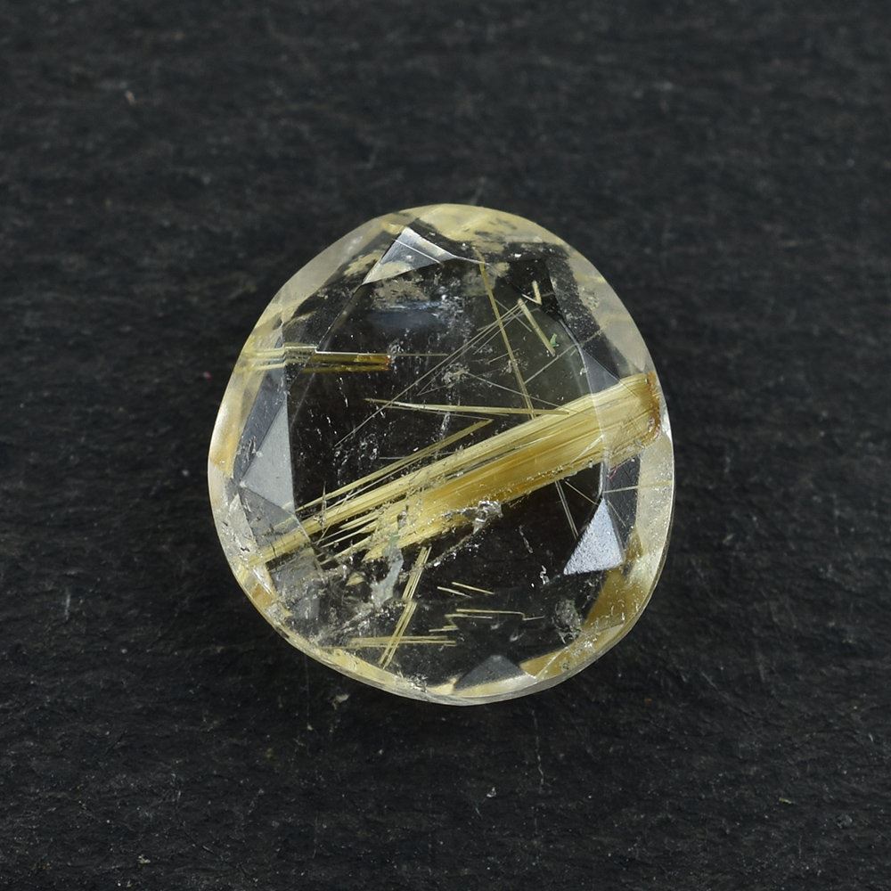GOLDEN RUTILE QUARTZ BOTH SIDE TABLE CUT TRILLIONISH 9X8.30MM 1.90 Cts.