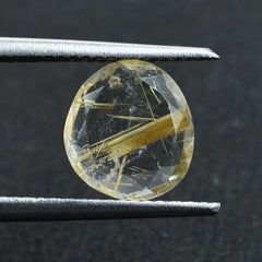 GOLDEN RUTILE QUARTZ BOTH SIDE TABLE CUT TRILLIONISH 9X8.30MM 1.90 Cts.