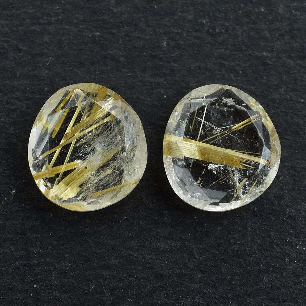 GOLDEN RUTILE QUARTZ BOTH SIDE TABLE CUT TRILLIONISH 9X8.30MM 1.90 Cts.
